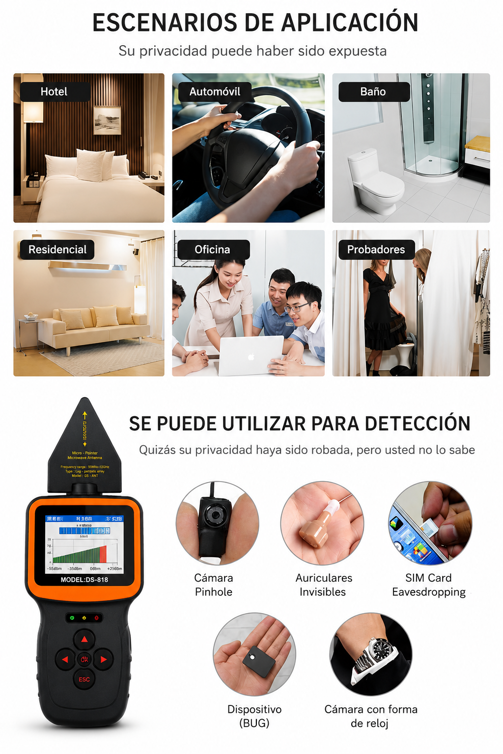 📡 Detector Portátil de Señales RF Profesional – Analizador de Frecuencias Inalámbricas con Pantalla LCD