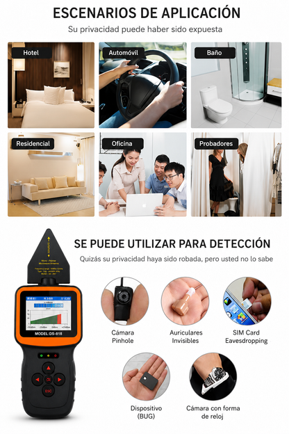 📡 Detector Portátil de Señales RF Profesional – Analizador de Frecuencias Inalámbricas con Pantalla LCD