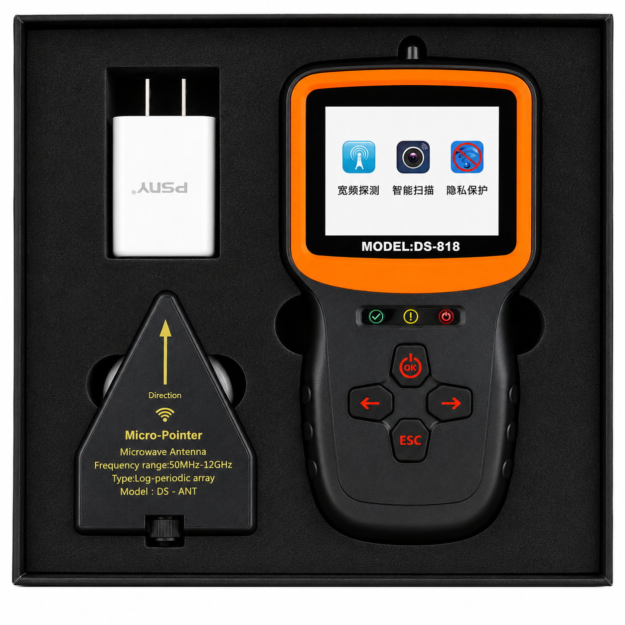 📡 Detector Portátil de Señales RF Profesional – Analizador de Frecuencias Inalámbricas con Pantalla LCD